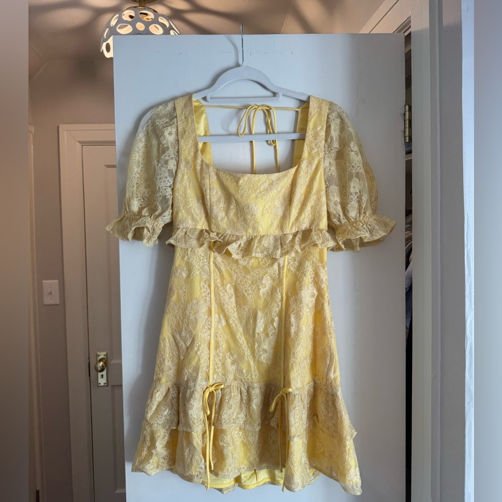 MAJORELLE Camille Mini Dress in Pale Yellow